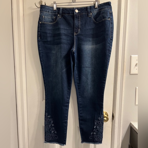 Royalty For Me Jeans Curvy Mid Rise Blue Floral Jeans Poshmark